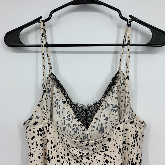 A New Day Slip Dress Leopard Print Cami Lace Trim Midi Slit NWT - Picture 10 of 11